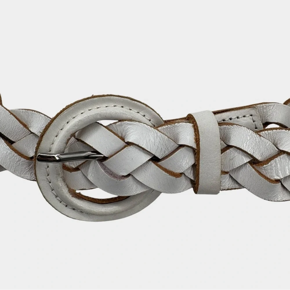 Unbranded Braided Leather Belt in White Women's Size S - Picture 2 of 4